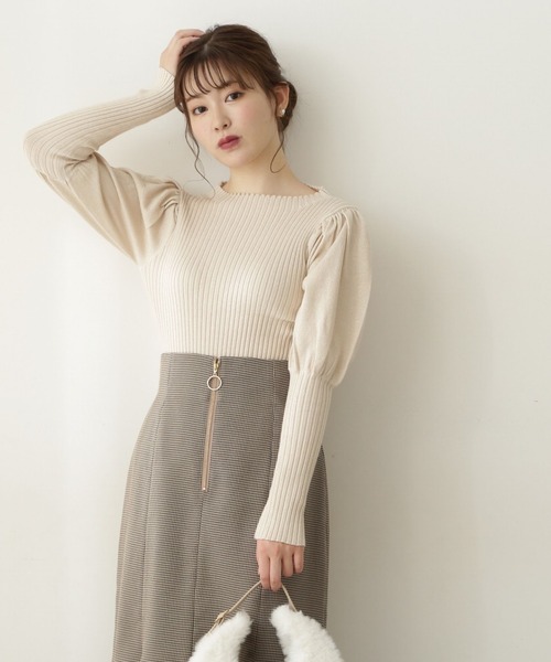 PROPORTION BODY DRESSING（プロポーションボディドレッシング）の「＜Ｅ＞ラメリブパフスリーブニット / 1212275901（ニット/セーター・レディース・ブラック/オフホワイト/ブラウン系その他・FREE）」の2枚目の写真