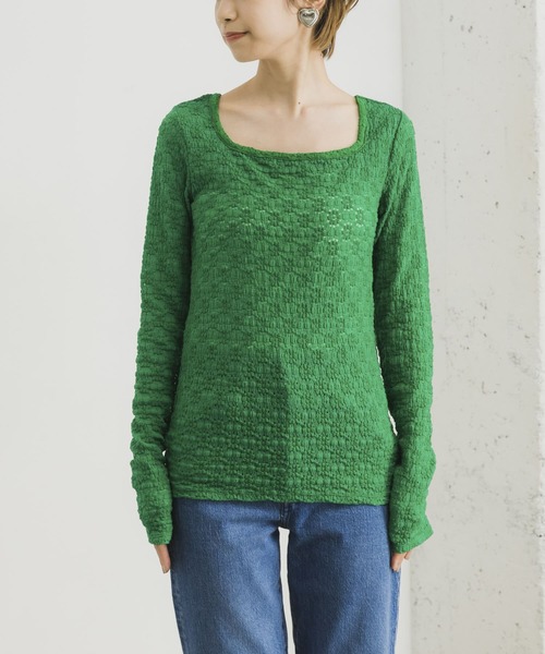 URBAN RESEARCH（アーバンリサーチ）の「スクエアネックレースカットソー（Tシャツ/カットソー・レディース・ブラック/オフホワイト/グリーン・FREE）」の19枚目の写真