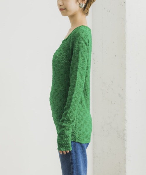 URBAN RESEARCH（アーバンリサーチ）の「スクエアネックレースカットソー（Tシャツ/カットソー・レディース・ブラック/オフホワイト/グリーン・FREE）」の20枚目の写真