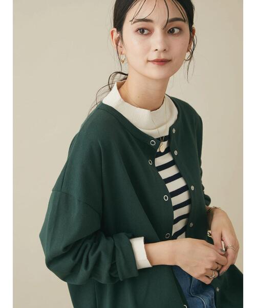 CRAFT STANDARD BOUTIQUE(クラフトスタンダードブティック)の「10/-OE天竺 スナップ釦カーディガン *◆(カーディガン/ボレロ・レディース・ブラック/ダークグリーン/マスタード/ナチュラル/バーガンディー・FREE)」の18枚目の写真