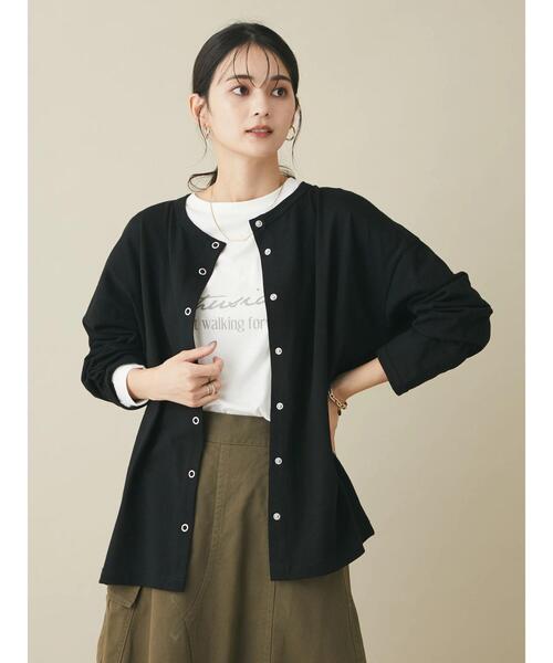 CRAFT STANDARD BOUTIQUE(クラフトスタンダードブティック)の「10/-OE天竺 スナップ釦カーディガン *◆(カーディガン/ボレロ・レディース・ブラック/ダークグリーン/マスタード/ナチュラル/バーガンディー・FREE)」の19枚目の写真