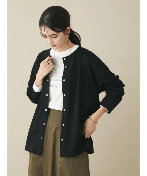 CRAFT STANDARD BOUTIQUE(クラフトスタンダードブティック)の「10/-OE天竺 スナップ釦カーディガン *◆(カーディガン/ボレロ・レディース・ブラック/ダークグリーン/マスタード/ナチュラル/バーガンディー・FREE)」の20枚目の写真