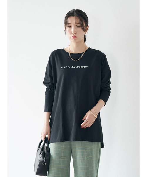 earth music&ecology（アースミュージックアンドエコロジー）の「刺繍ロゴロンT（Tシャツ/カットソー・レディース・ブラック/ベージュ/オフホワイト/ミント・FREE）」の6枚目の写真