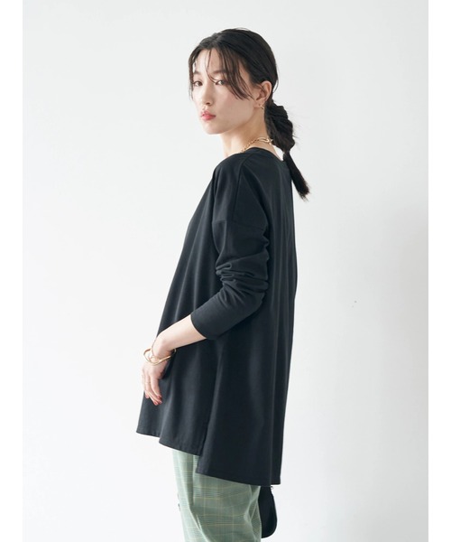 earth music&ecology（アースミュージックアンドエコロジー）の「刺繍ロゴロンT（Tシャツ/カットソー・レディース・ブラック/ベージュ/オフホワイト/ミント・FREE）」の8枚目の写真