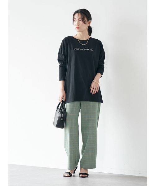 earth music&ecology（アースミュージックアンドエコロジー）の「刺繍ロゴロンT（Tシャツ/カットソー・レディース・ブラック/ベージュ/オフホワイト/ミント・FREE）」の10枚目の写真