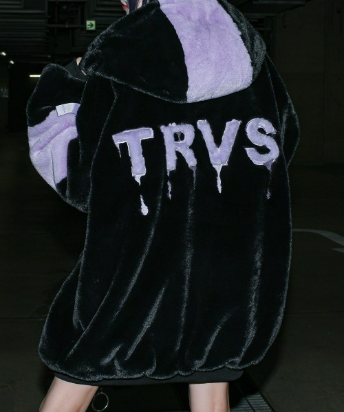 『TRAVAS TOKYO/トラバス トーキョー』Drip Logo Faux Fur Hoodie/ファーフーディー パーカー ファーブルゾン