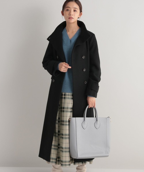 Andemiu アンデミュウ モッサハーフコート ネイビー紺 リボンベルト Andemiu アンデミュウ モッサハーフコート ネイビー紺 リボン