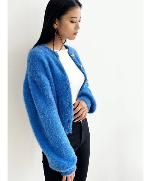 EMODA（エモダ）の「コンパクトニットカーディガン（カーディガン/ボレロ・レディース・ブラック/アイボリー/イエロー/ブルー・FREE）」の5枚目の写真