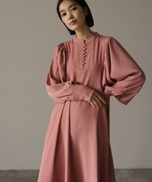 HERENCIA | クルミボタン ボリュームスリーブ クラシカルツイルワンピースドレス(ドレス)