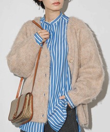 カラーシャギーニットカーディガン