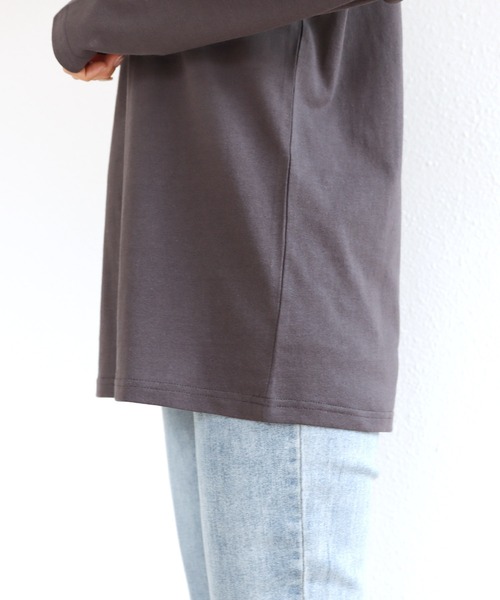 andme（アンドミー）の「ミニエンブロイダリーロゴ長袖Tシャツ（Tシャツ/カットソー・レディース・チャコールグレー/ベージュ/ホワイト×レッド/ホワイト×グリーン/ホワイト×ブラック/ホワイト×パープル・M）」の19枚目の写真