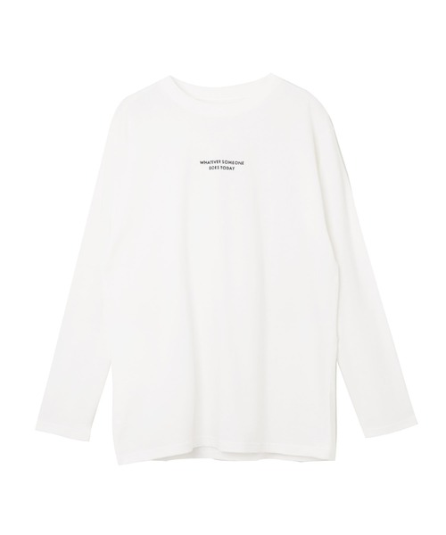 andme（アンドミー）の「ミニエンブロイダリーロゴ長袖Tシャツ（Tシャツ/カットソー・レディース・チャコールグレー/ベージュ/ホワイト×レッド/ホワイト×グリーン/ホワイト×ブラック/ホワイト×パープル・M）」の21枚目の写真