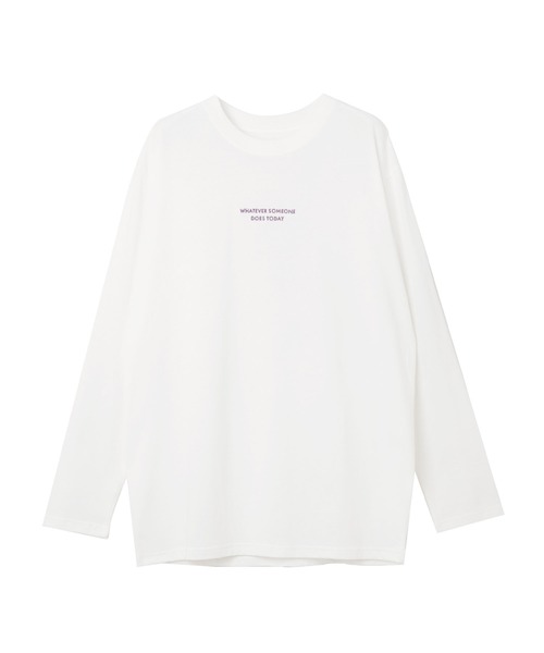 andme（アンドミー）の「ミニエンブロイダリーロゴ長袖Tシャツ（Tシャツ/カットソー・レディース・チャコールグレー/ベージュ/ホワイト×レッド/ホワイト×グリーン/ホワイト×ブラック/ホワイト×パープル・M）」の16枚目の写真