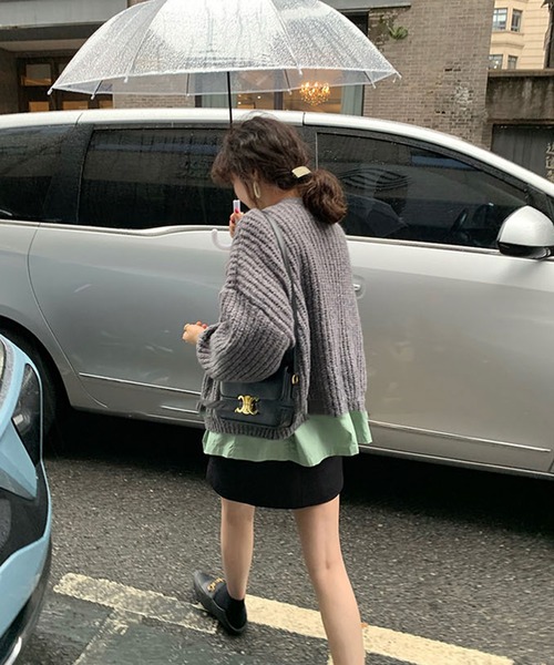 VitaFelice（ヴィータフェリーチェ）の「ショート丈ニットカーディガン（カーディガン/ボレロ・レディース・ミント/グレー/ベージュ/ブラウン/ピンク/ブルー・FREE）」の2枚目の写真