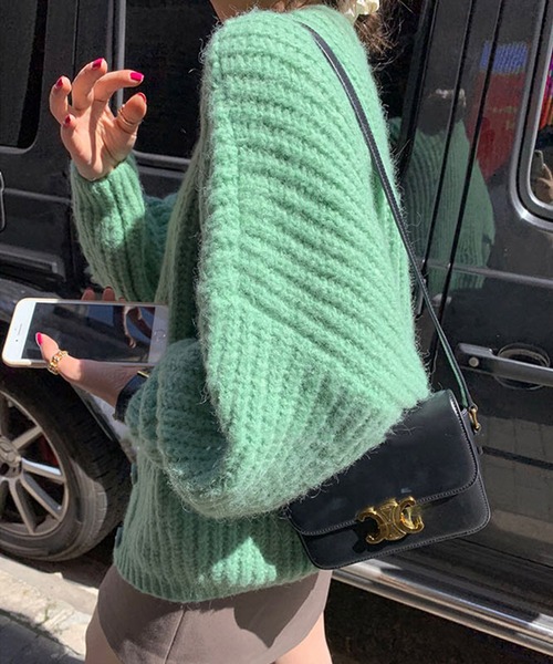 VitaFelice（ヴィータフェリーチェ）の「ショート丈ニットカーディガン（カーディガン/ボレロ・レディース・ミント/グレー/ベージュ/ブラウン/ピンク/ブルー・FREE）」の4枚目の写真