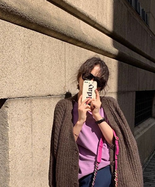 VitaFelice（ヴィータフェリーチェ）の「ショート丈ニットカーディガン（カーディガン/ボレロ・レディース・ミント/グレー/ベージュ/ブラウン/ピンク/ブルー・FREE）」の12枚目の写真