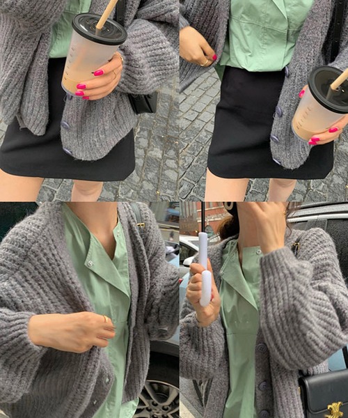 VitaFelice（ヴィータフェリーチェ）の「ショート丈ニットカーディガン（カーディガン/ボレロ・レディース・ミント/グレー/ベージュ/ブラウン/ピンク/ブルー・FREE）」の15枚目の写真