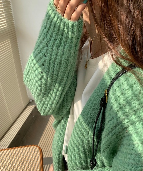 VitaFelice（ヴィータフェリーチェ）の「ショート丈ニットカーディガン（カーディガン/ボレロ・レディース・ミント/グレー/ベージュ/ブラウン/ピンク/ブルー・FREE）」の16枚目の写真