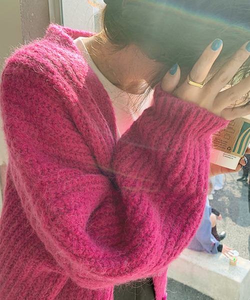 VitaFelice（ヴィータフェリーチェ）の「ショート丈ニットカーディガン（カーディガン/ボレロ・レディース・ミント/グレー/ベージュ/ブラウン/ピンク/ブルー・FREE）」の11枚目の写真