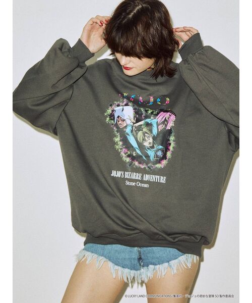 jouetie（ジュエティ）の「【ジョジョの奇妙な冒険 ストーンオーシャン】グランジプルオーバー（スウェット・レディース・ブラック/パープル/オフホワイト/グリーン・MEDIUM）」の18枚目の写真