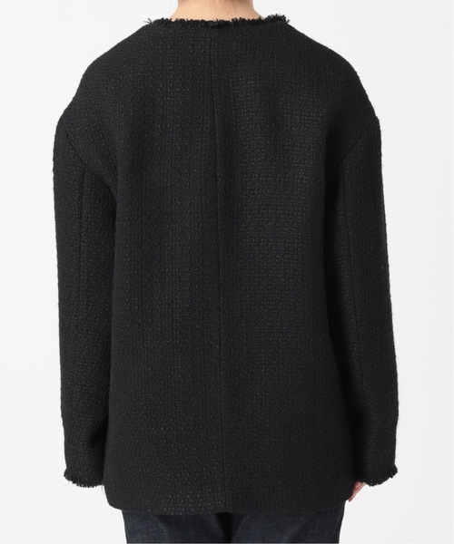 ♡美品♡JOURNAL STANDARD ツイードジャケット ノーカラー 黒 ツイードジャケット | ジャーナルスタンダード(JOURNAL STANDARD