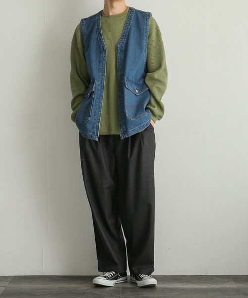 SENSE OF PLACE by URBAN RESEARCH（センスオブプレイスバイアーバンリサーチ）の「『イージーケア』ウールライクキモウボリュームワイドパンツ（スラックス・メンズ・チャコールグレー/ブラウン/ブラック・MEDIUM/LARGE）」の9枚目の写真