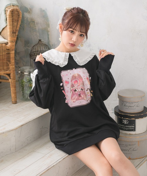 ROJITA（ロジータ）の「ROJITA×フォーティーンコラボ量産型女子フリルBIGトレーナー（スウェット・レディース・ブラック/ホワイト・FREE）」の9枚目の写真