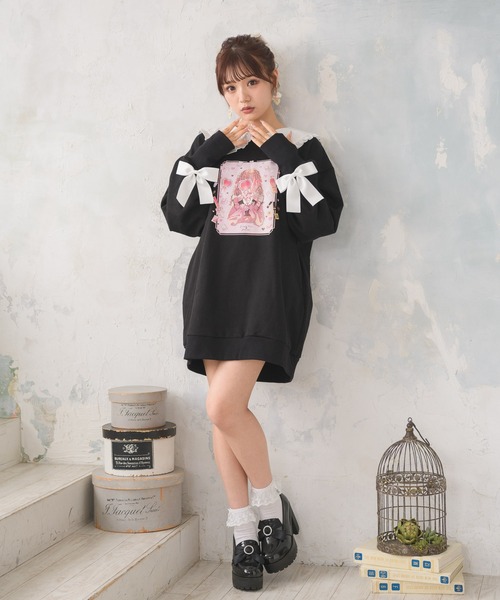 ROJITA（ロジータ）の「ROJITA×フォーティーンコラボ量産型女子フリルBIGトレーナー（スウェット・レディース・ブラック/ホワイト・FREE）」の14枚目の写真