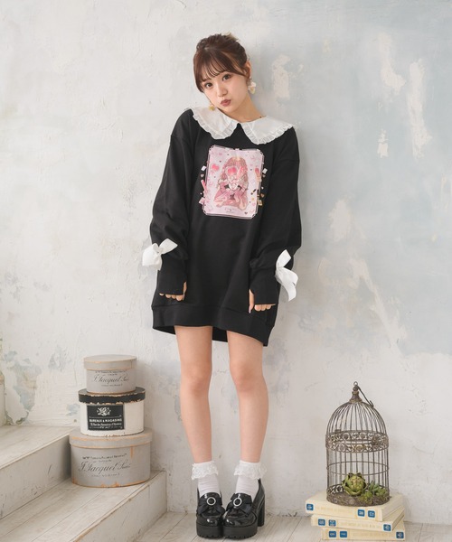 ROJITA（ロジータ）の「ROJITA×フォーティーンコラボ量産型女子フリルBIGトレーナー（スウェット・レディース・ブラック/ホワイト・FREE）」の16枚目の写真