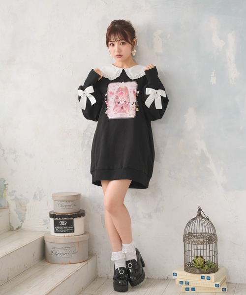 ROJITA（ロジータ）の「ROJITA×フォーティーンコラボ量産型女子フリルBIGトレーナー（スウェット・レディース・ブラック/ホワイト・FREE）」の18枚目の写真