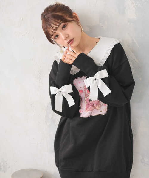 ROJITA（ロジータ）の「ROJITA×フォーティーンコラボ量産型女子フリルBIGトレーナー（スウェット・レディース・ブラック/ホワイト・FREE）」の19枚目の写真