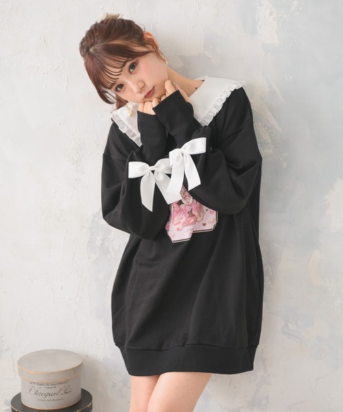 ROJITA（ロジータ）の「ROJITA×フォーティーンコラボ量産型女子フリルBIGトレーナー（スウェット・レディース・ブラック/ホワイト・FREE）」の22枚目の写真