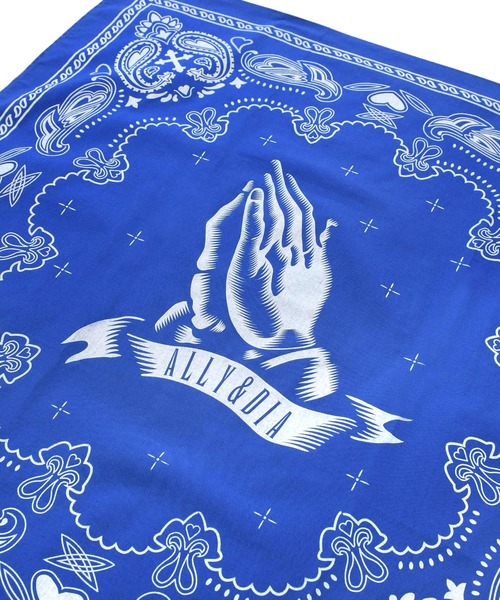 Ally&Dia（アリーアンドダイア）の「アリーアンドダイア [Ally＆Dia] - プレイヤー バンダナ [PRAYER BANDANA]（バンダナ/スカーフ・メンズ・ブルー/ブラック・ONESIZE）」の3枚目の写真