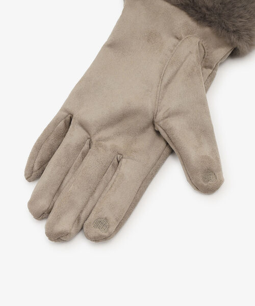 フェイクスウェードクリスタルグローブ/タッチパネル対応