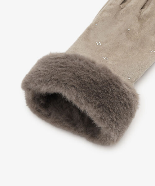 フェイクスウェードクリスタルグローブ/タッチパネル対応