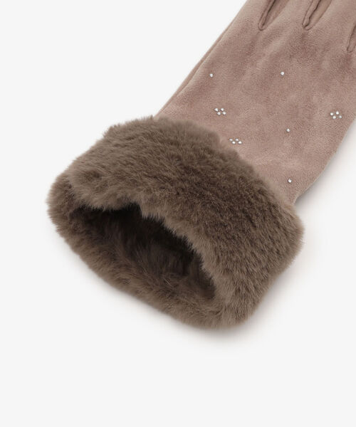 フェイクスウェードクリスタルグローブ/タッチパネル対応