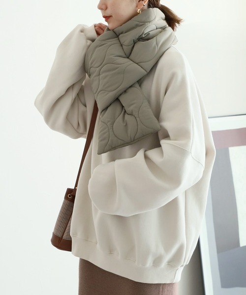 reca（レカ）の「ひょうたんキルトマフラー（マフラー・レディース・アイボリー/ブラック/カーキ・M）」の14枚目の写真