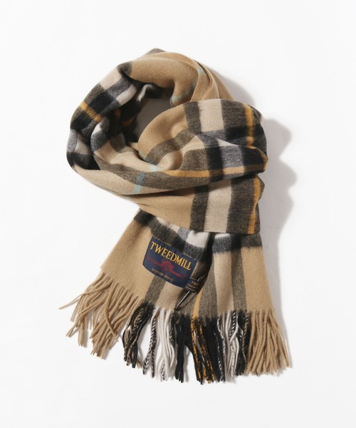 ROOPTOKYO（ループトウキョウ）の「TWEEDMILL/ツイードミル 大判ピュアウールストール マフラー（マフラー・メンズ・ライトベージュ/ダークベージュ/ブラック/ベージュ/ブラウン/イエロー・FREE）」の5枚目の写真