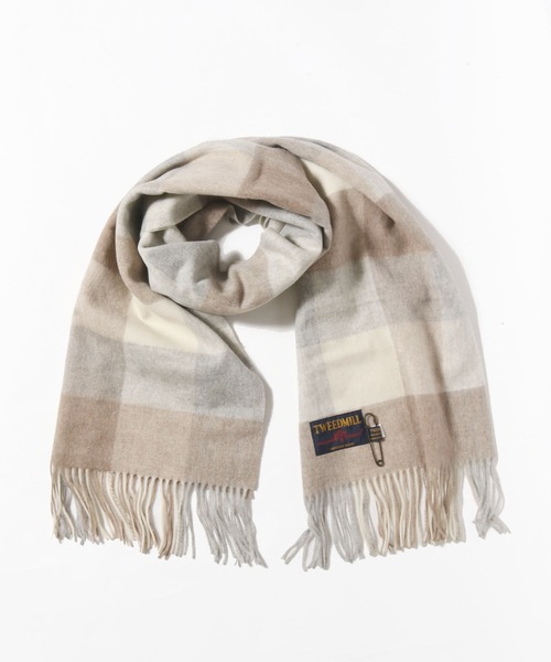 ROOPTOKYO（ループトウキョウ）の「TWEEDMILL/ツイードミル 大判ピュアウールストール マフラー（マフラー・メンズ・ライトベージュ/ダークベージュ/ブラック/ベージュ/ブラウン/イエロー・FREE）」の13枚目の写真