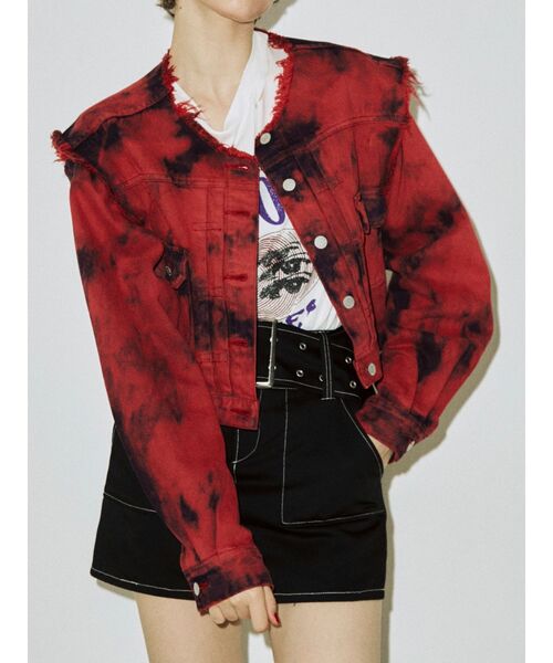 jouetie（ジュエティ）の「2WAYデニムジャケット【セットアップ対応】（デニムジャケット・レディース・ブルー/レッド/ピンク/ブラック・MEDIUM）」の4枚目の写真