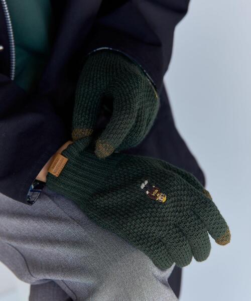 INFIELDER DESIGN(インフィールダーデザイン)の「【別注】<INFIELDER DESIGN×GLR>ベアー ニットグローブ -タッチスクリーン-(手袋・メンズ・ブラック/ダークグリーン/ネイビー・FREE)」の2枚目の写真