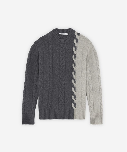 Maison Kitsune(メゾンキツネ)の「BI-COLOR CABLE PULLOVER(ニット/セーター・メンズ・ネイビー系/ダークグレー・M/XL/L/S)」の7枚目の写真