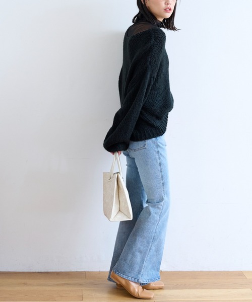 FREE'S MART(フリーズマート)の「◆モヘヤライクショート丈ニット(ニット/セーター・レディース・ブラック/ホワイト/グリーン・FREE)」の6枚目の写真