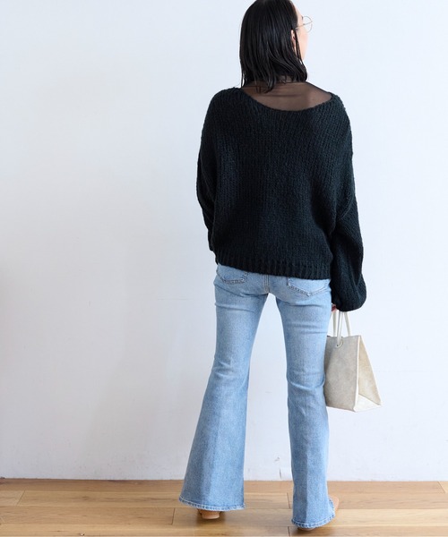 FREE'S MART(フリーズマート)の「◆モヘヤライクショート丈ニット(ニット/セーター・レディース・ブラック/ホワイト/グリーン・FREE)」の7枚目の写真