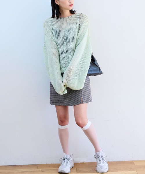 FREE'S MART(フリーズマート)の「◆モヘヤライクショート丈ニット(ニット/セーター・レディース・ブラック/ホワイト/グリーン・FREE)」の14枚目の写真