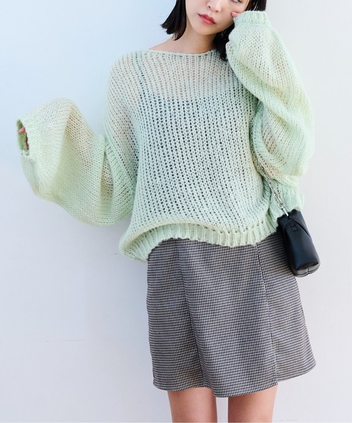 FREE'S MART(フリーズマート)の「◆モヘヤライクショート丈ニット(ニット/セーター・レディース・ブラック/ホワイト/グリーン・FREE)」の8枚目の写真