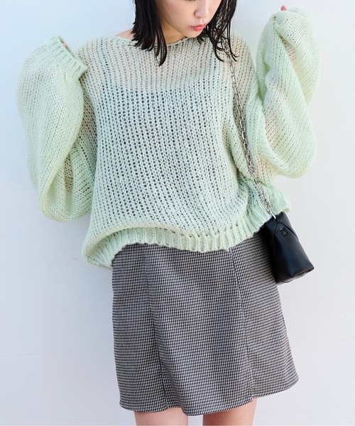 FREE'S MART(フリーズマート)の「◆モヘヤライクショート丈ニット(ニット/セーター・レディース・ブラック/ホワイト/グリーン・FREE)」の9枚目の写真