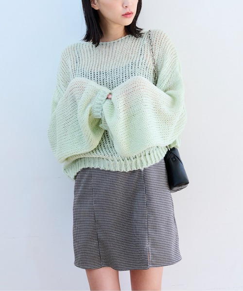 FREE'S MART(フリーズマート)の「◆モヘヤライクショート丈ニット(ニット/セーター・レディース・ブラック/ホワイト/グリーン・FREE)」の10枚目の写真