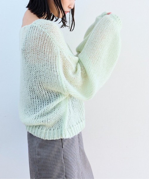 FREE'S MART(フリーズマート)の「◆モヘヤライクショート丈ニット(ニット/セーター・レディース・ブラック/ホワイト/グリーン・FREE)」の11枚目の写真