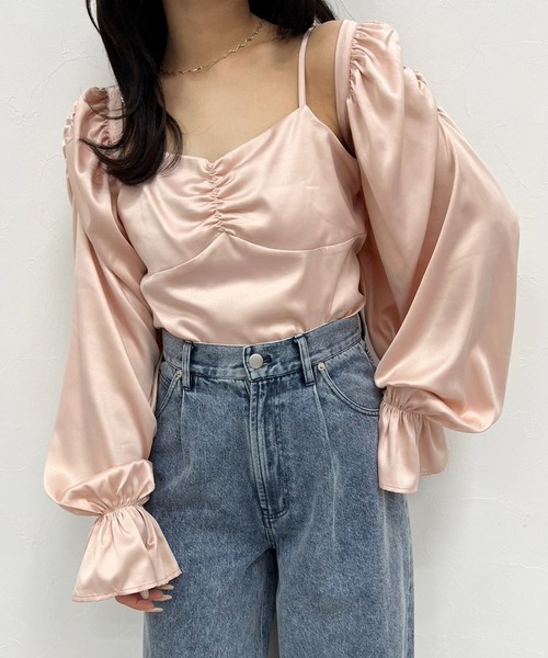 Heather（ヘザー）の「サテンキャミ2P　183767（シャツ/ブラウス・レディース・アイボリー/チャコールグレー/ピンク・FREE）」の17枚目の写真